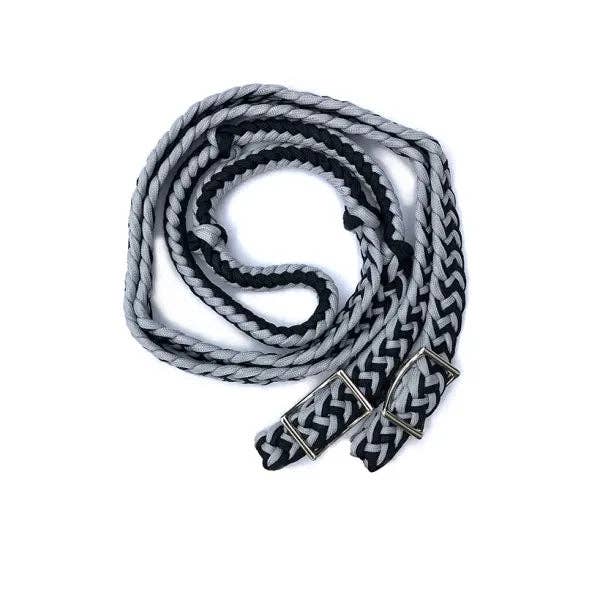 Braided Barrel / Roping Reins 8 ft with 2 Nickel Plated Scissor Snaps 2 Tone Colors