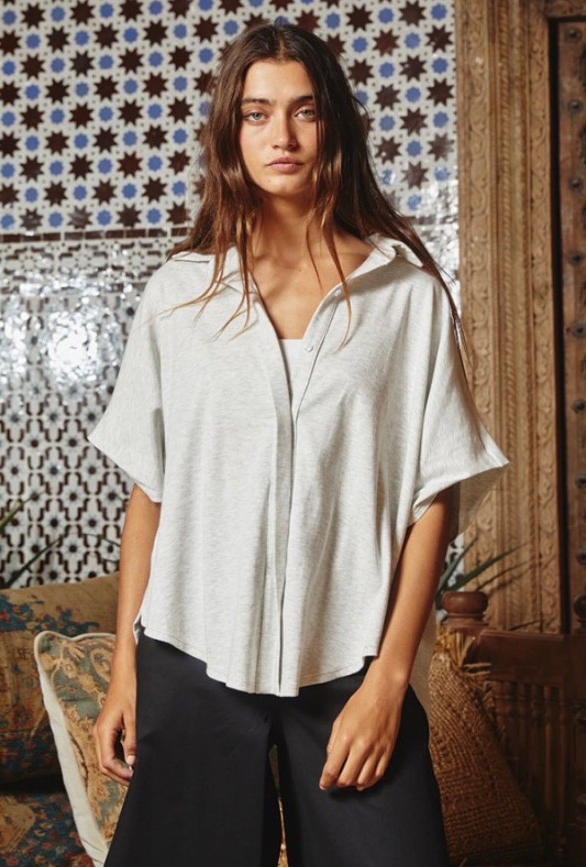 Short Dolman Sleeve
Oversized Shirt