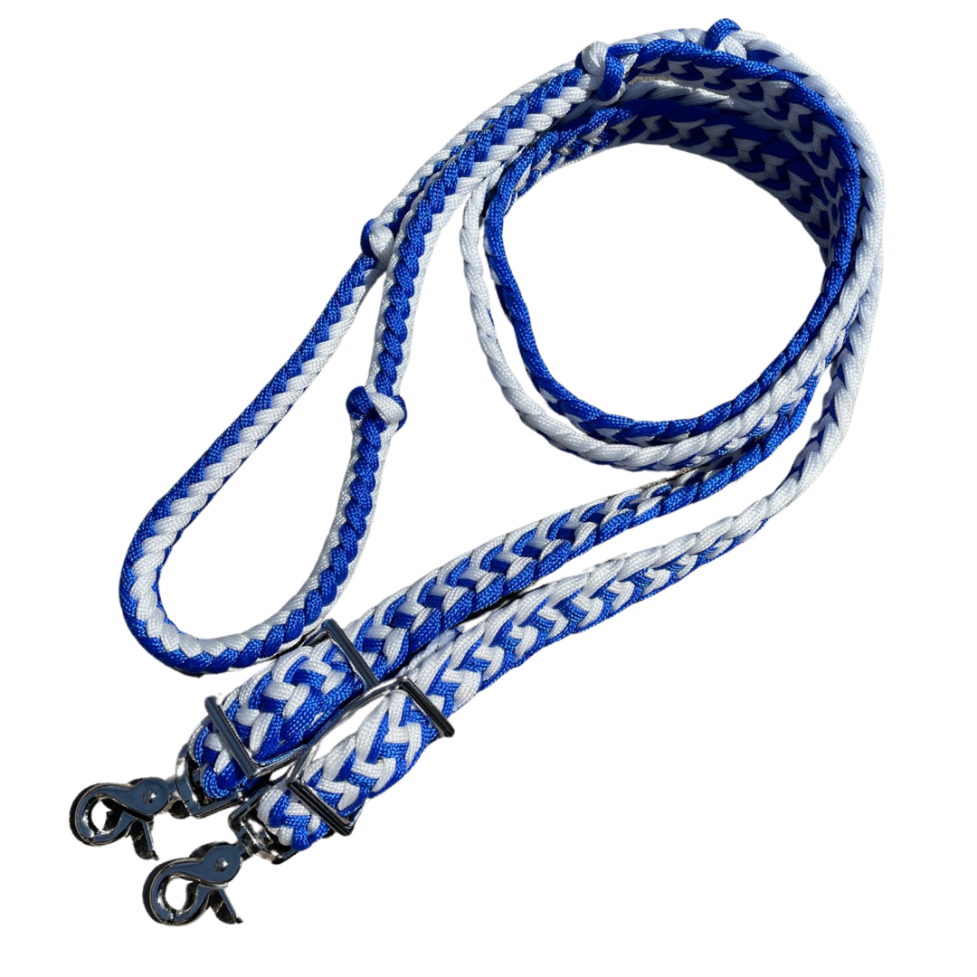 Braided Barrel / Roping Reins 8 ft with 2 Nickel Plated Scissor Snaps 2 Tone Colors