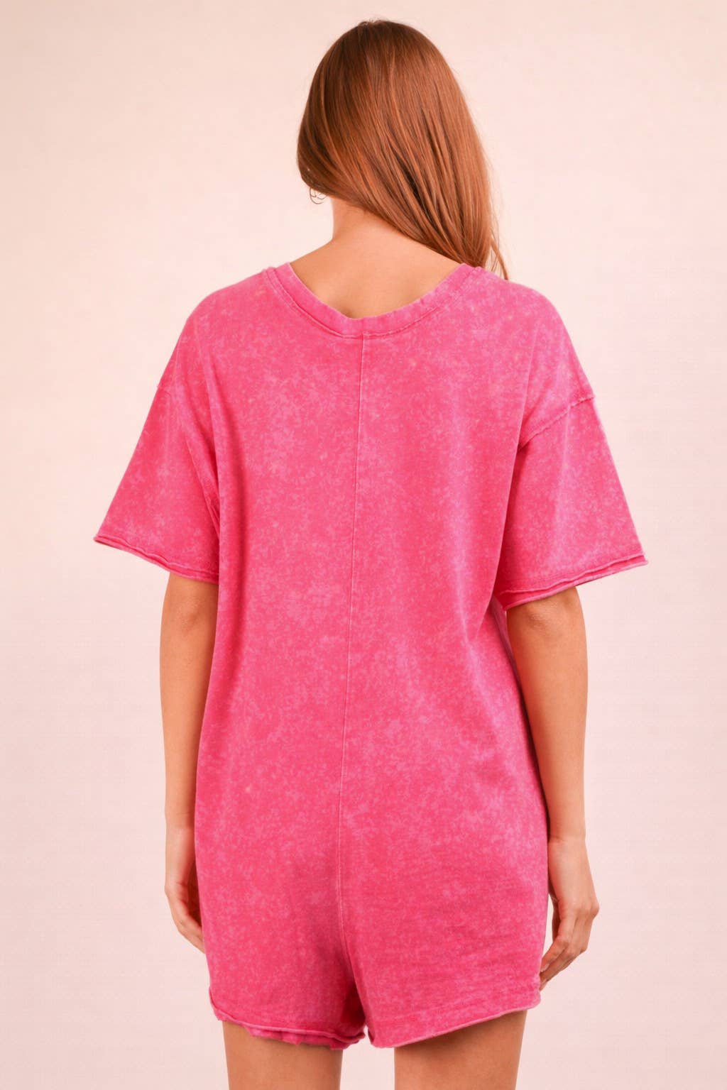 Mineral Washed Oversized Casual Knit Romper