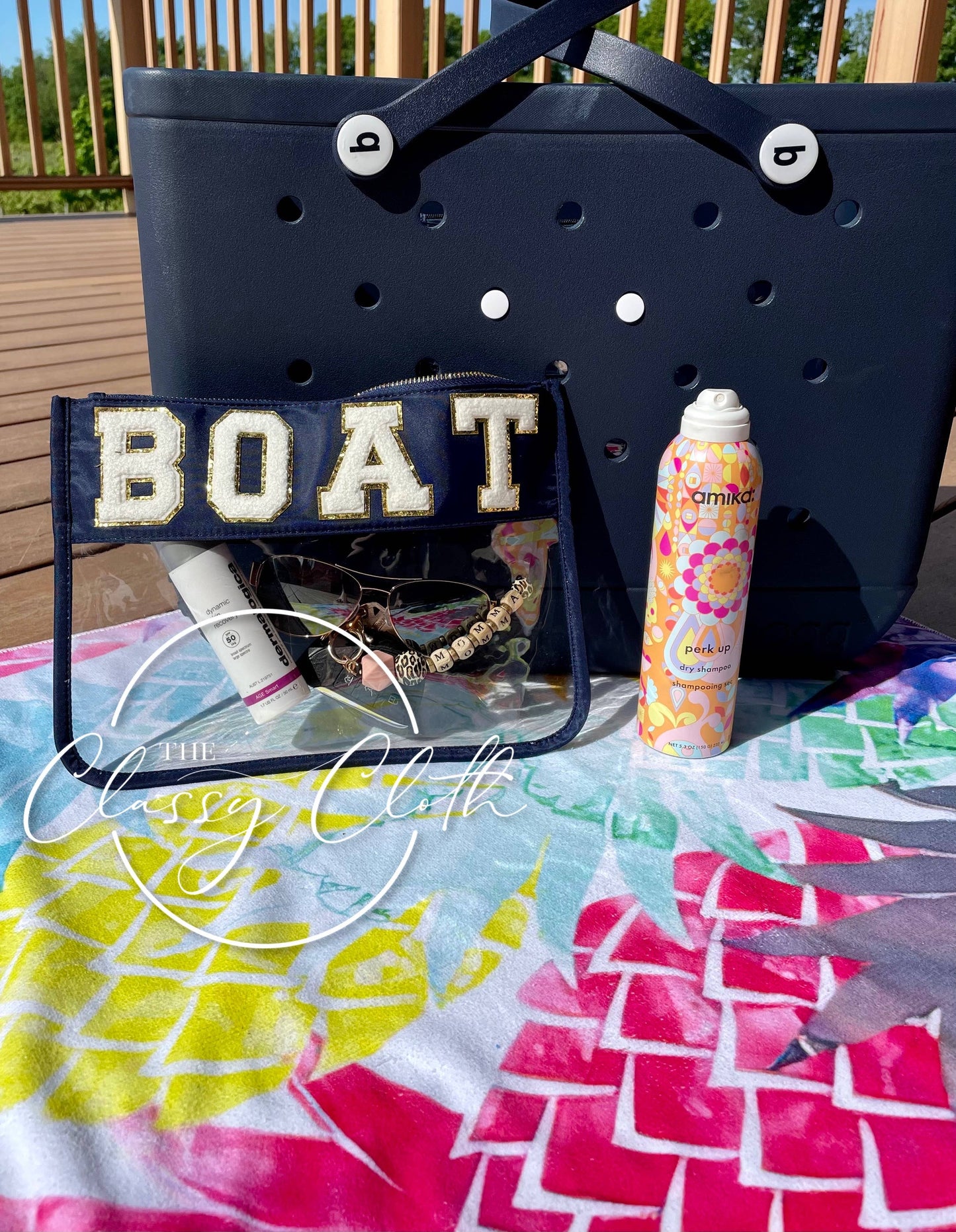 Chenille Letter Clear Pouch - BOAT RTS
