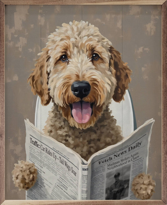 Bathroom Dog Reading The Paper