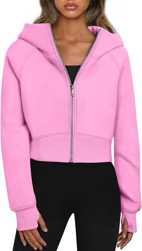 CWOHOL0366_Zip-Up Long Sleeve Casual Hoodie Top