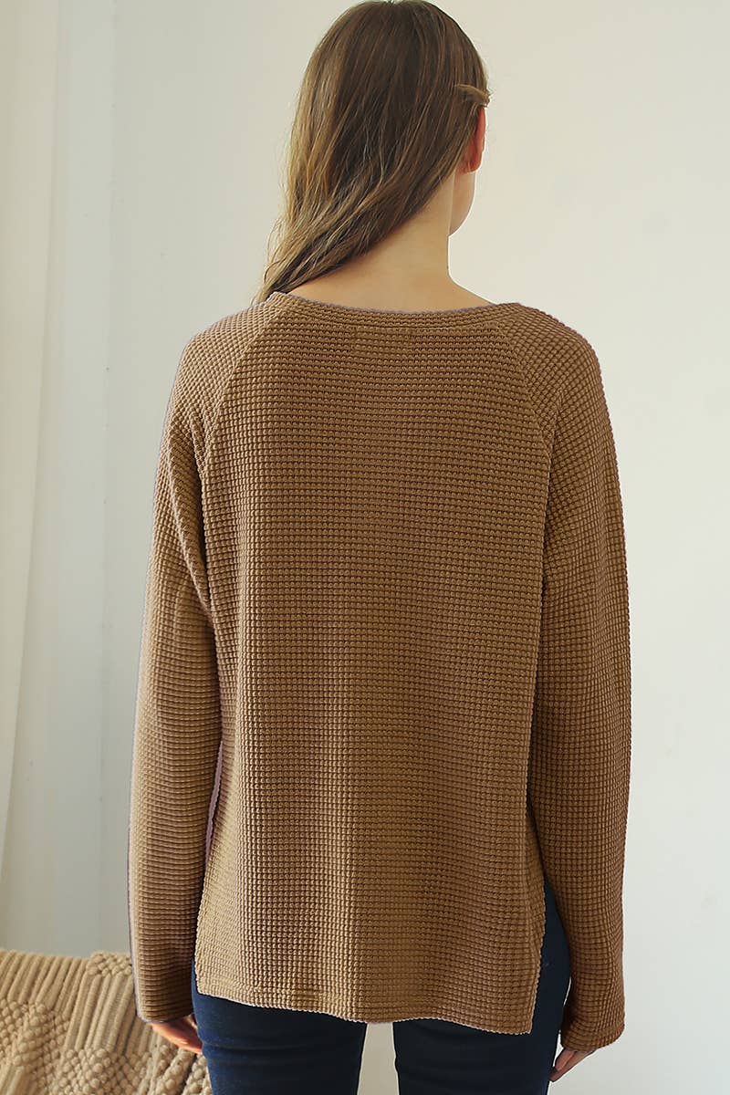 CWTTL1442_Round Neck Long Sleeved Top