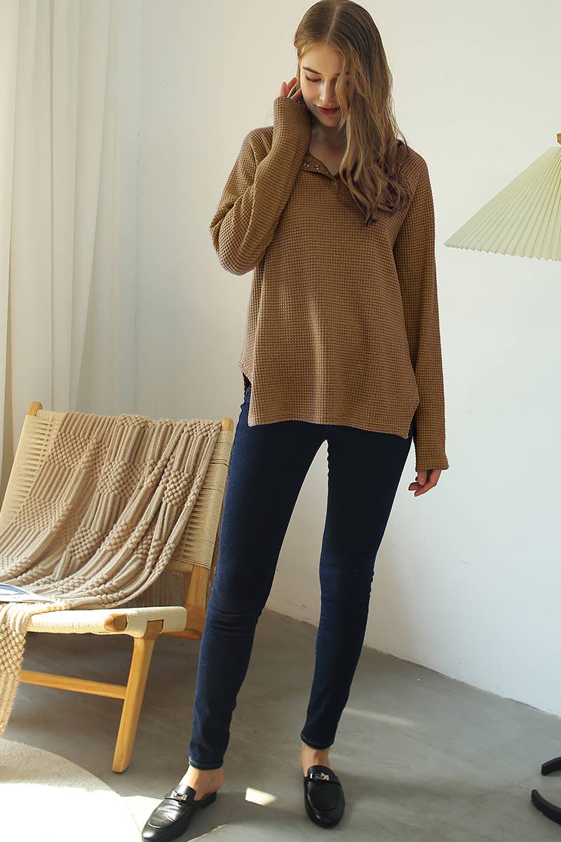 CWTTL1442_Round Neck Long Sleeved Top