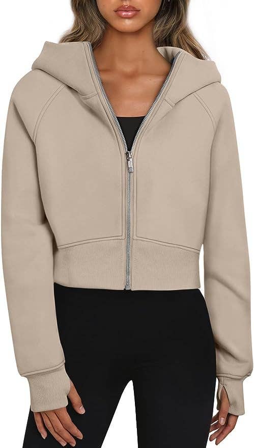 CWOHOL0366_Zip-Up Long Sleeve Casual Hoodie Top