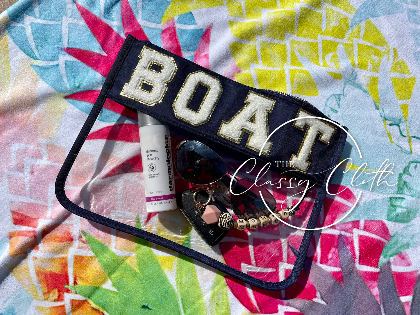 Chenille Letter Clear Pouch - BOAT RTS