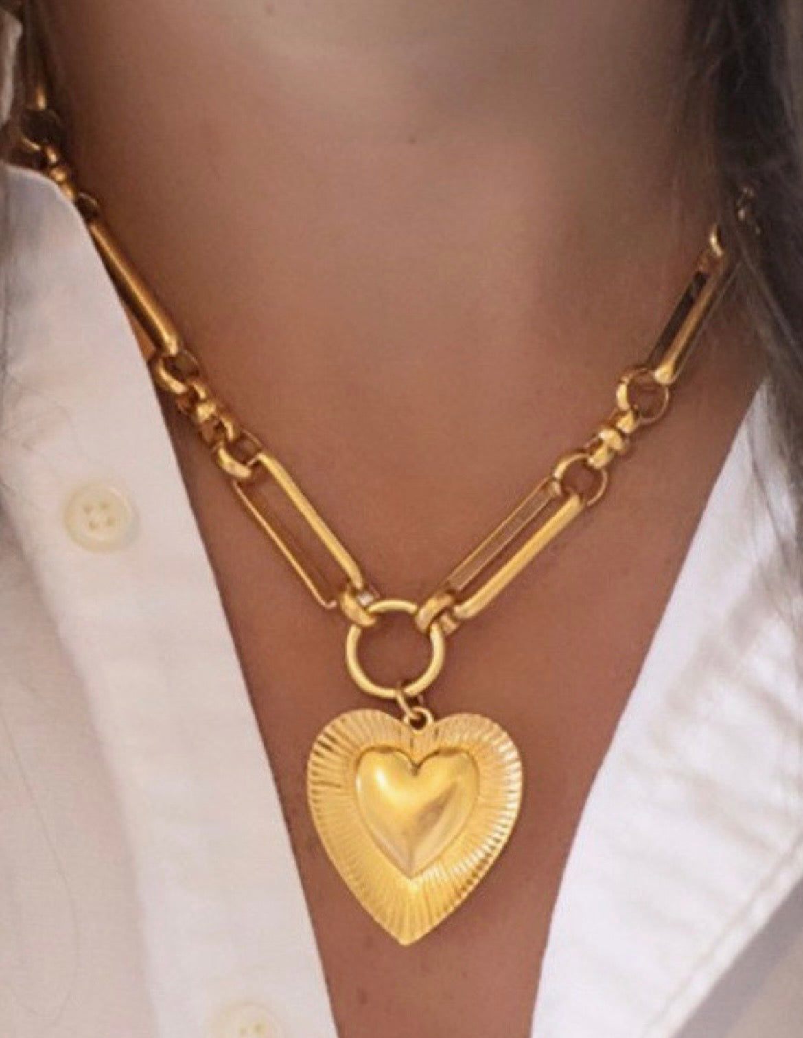 Gold Chucky Heart Necklace