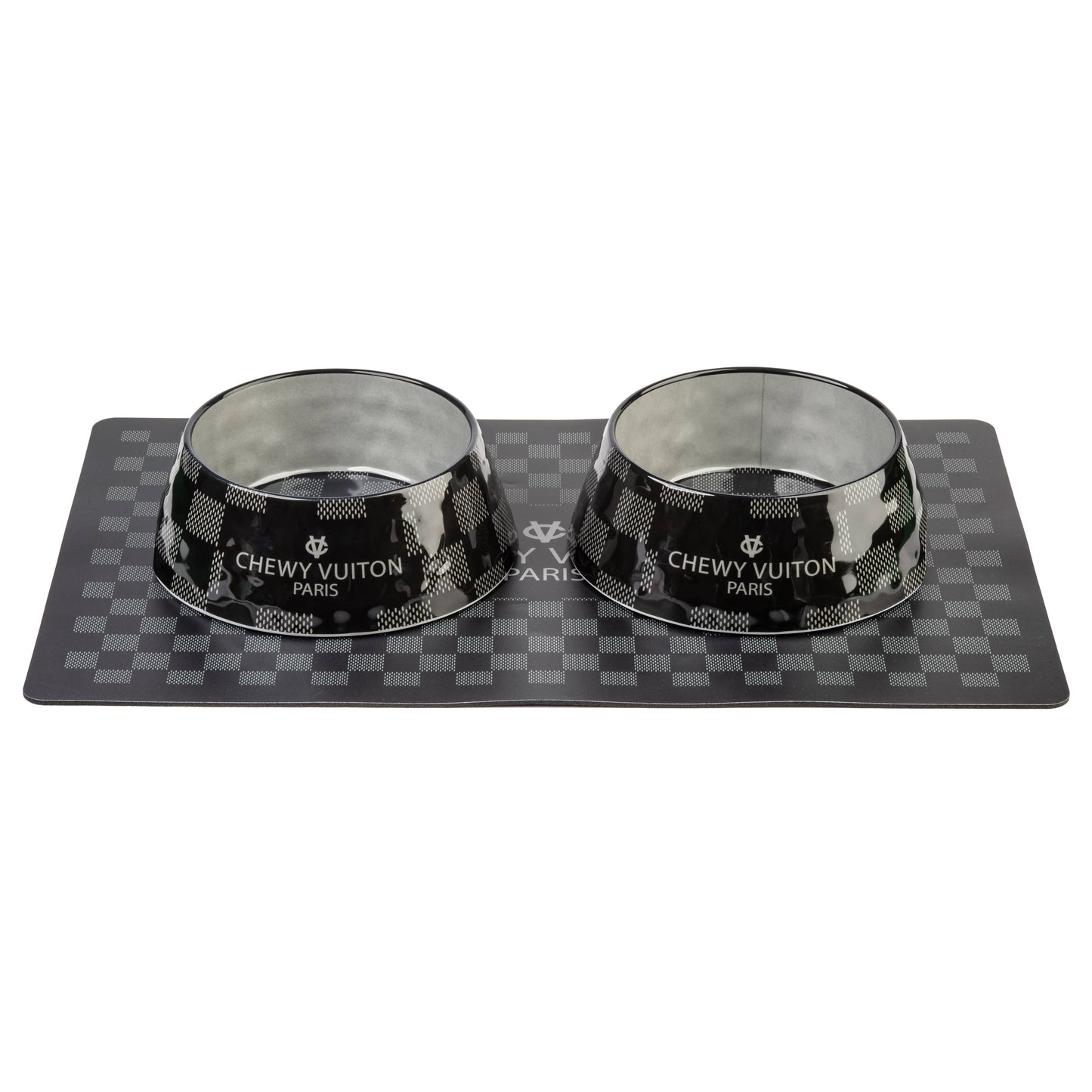Black Checker Chewy Vuiton Bowl