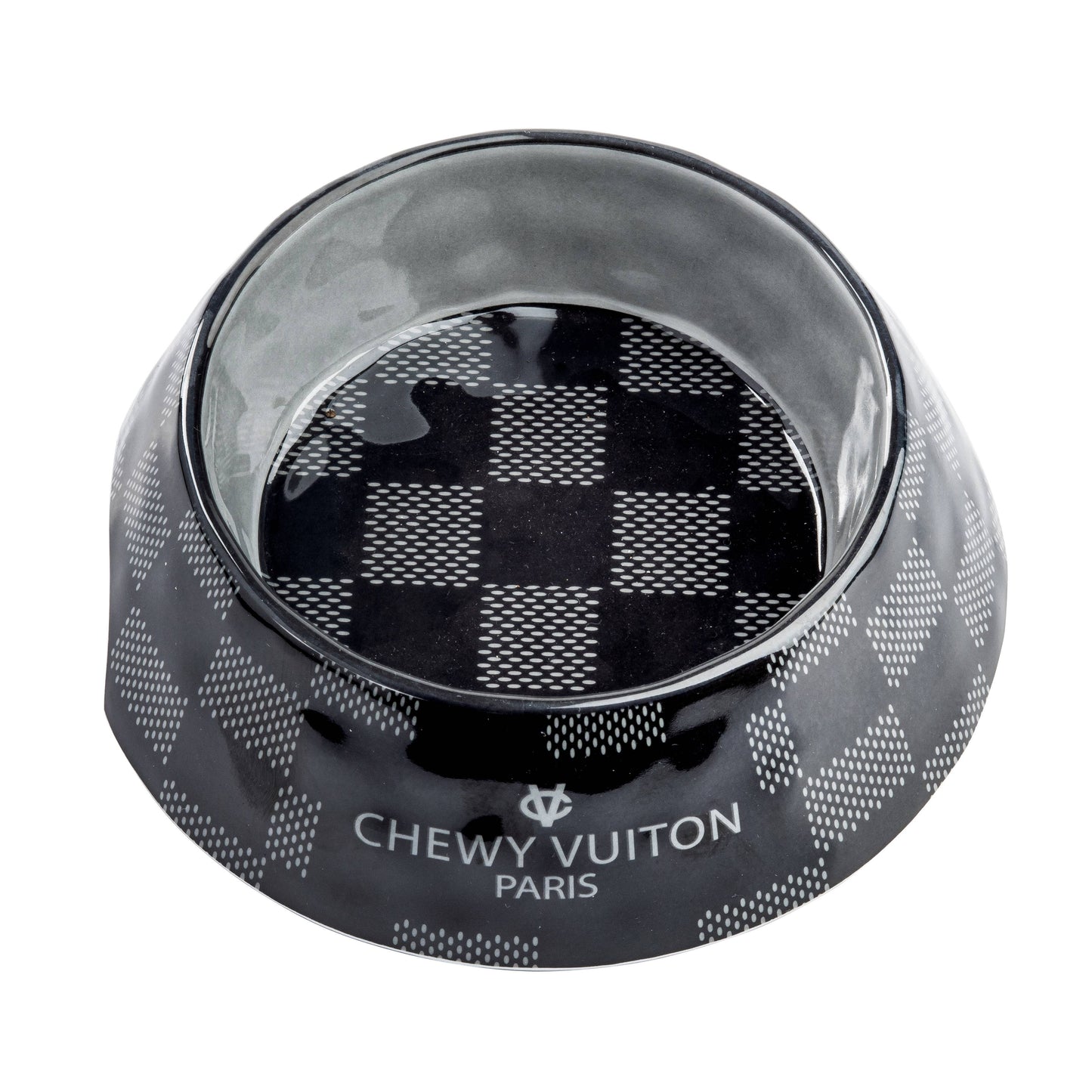 Black Checker Chewy Vuiton Bowl