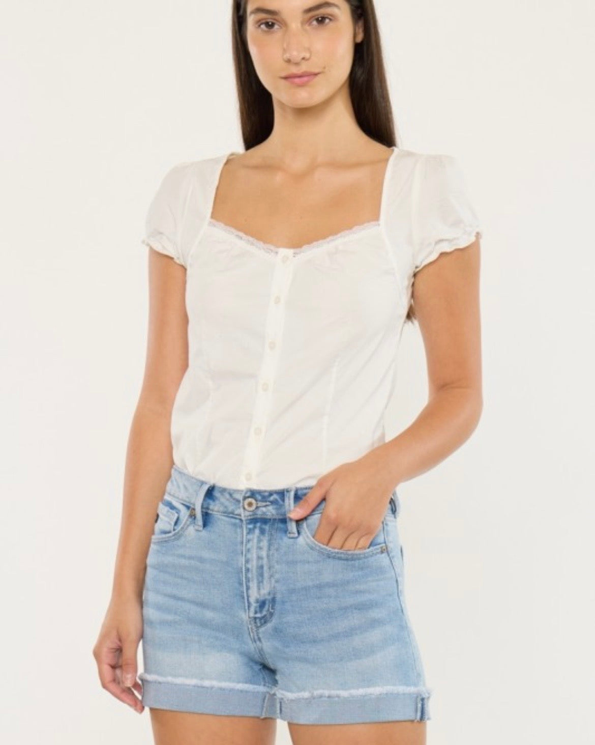 Kan Can High Rise Single Cuff Shorts