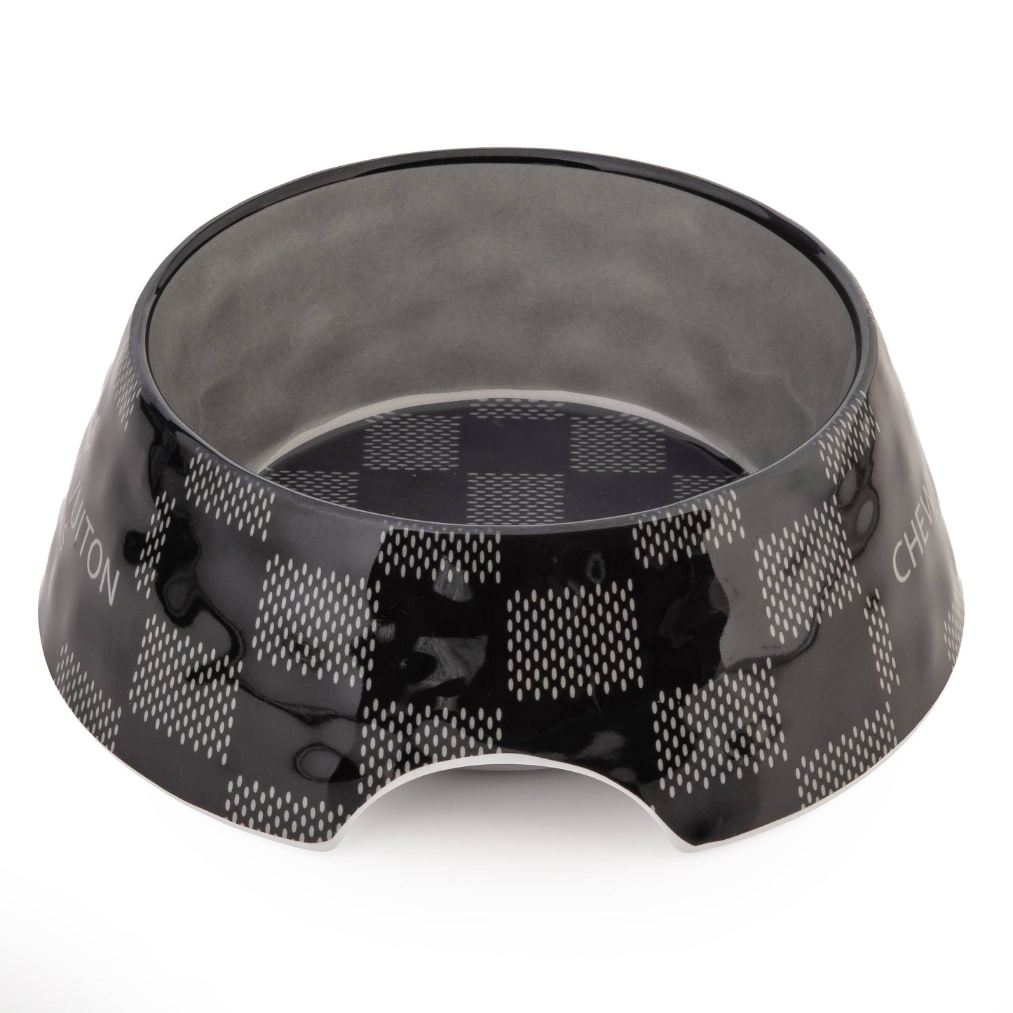 Black Checker Chewy Vuiton Bowl