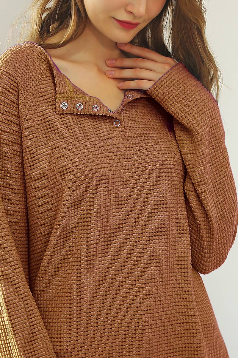 CWTTL1442_Round Neck Long Sleeved Top