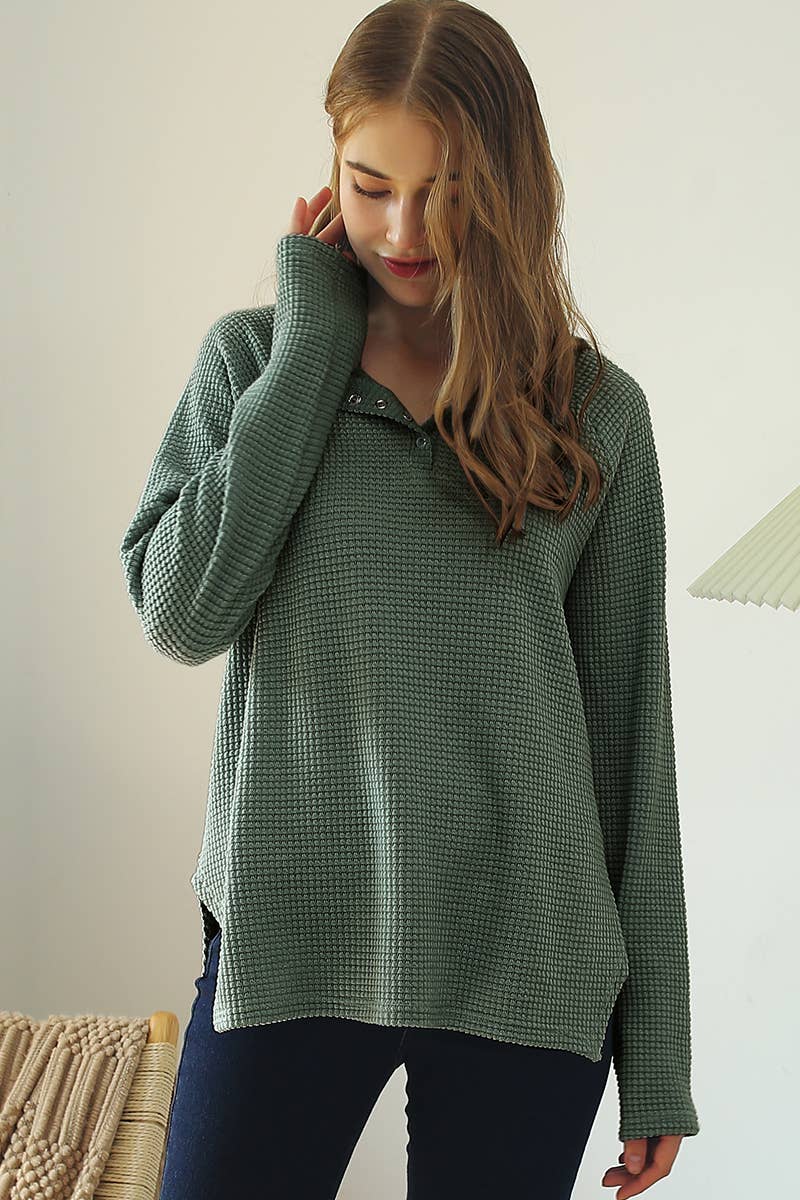 CWTTL1442_Round Neck Long Sleeved Top