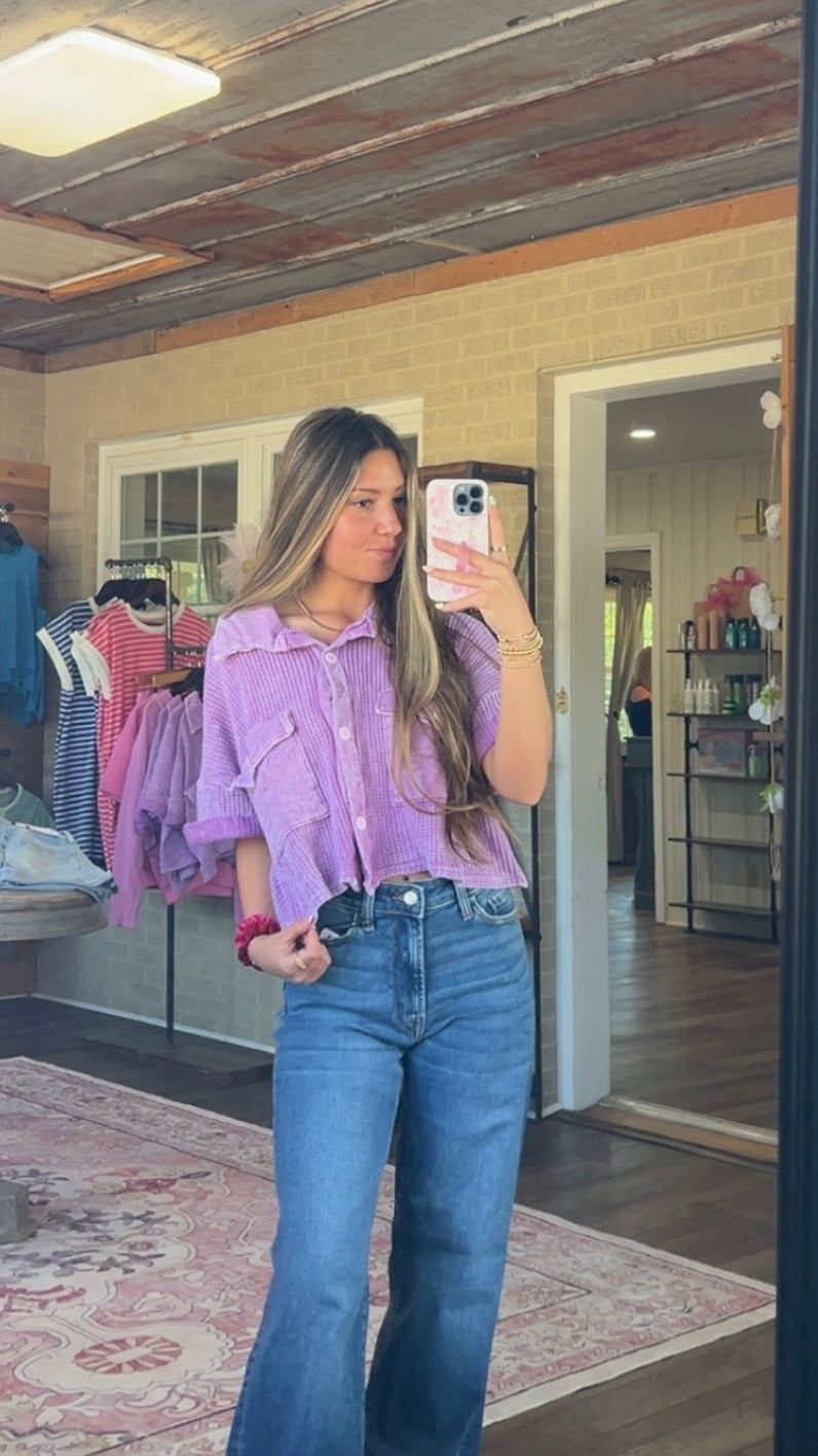 Lavender Washed Cropped Shacket