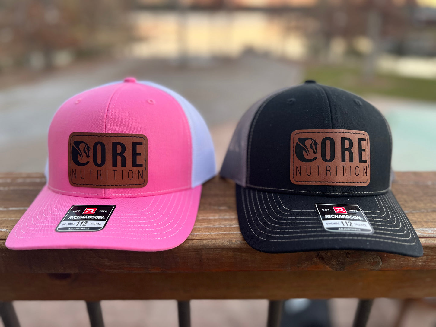 Core leather patch trucker hat