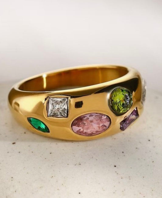 Multi Gem Gold Ring