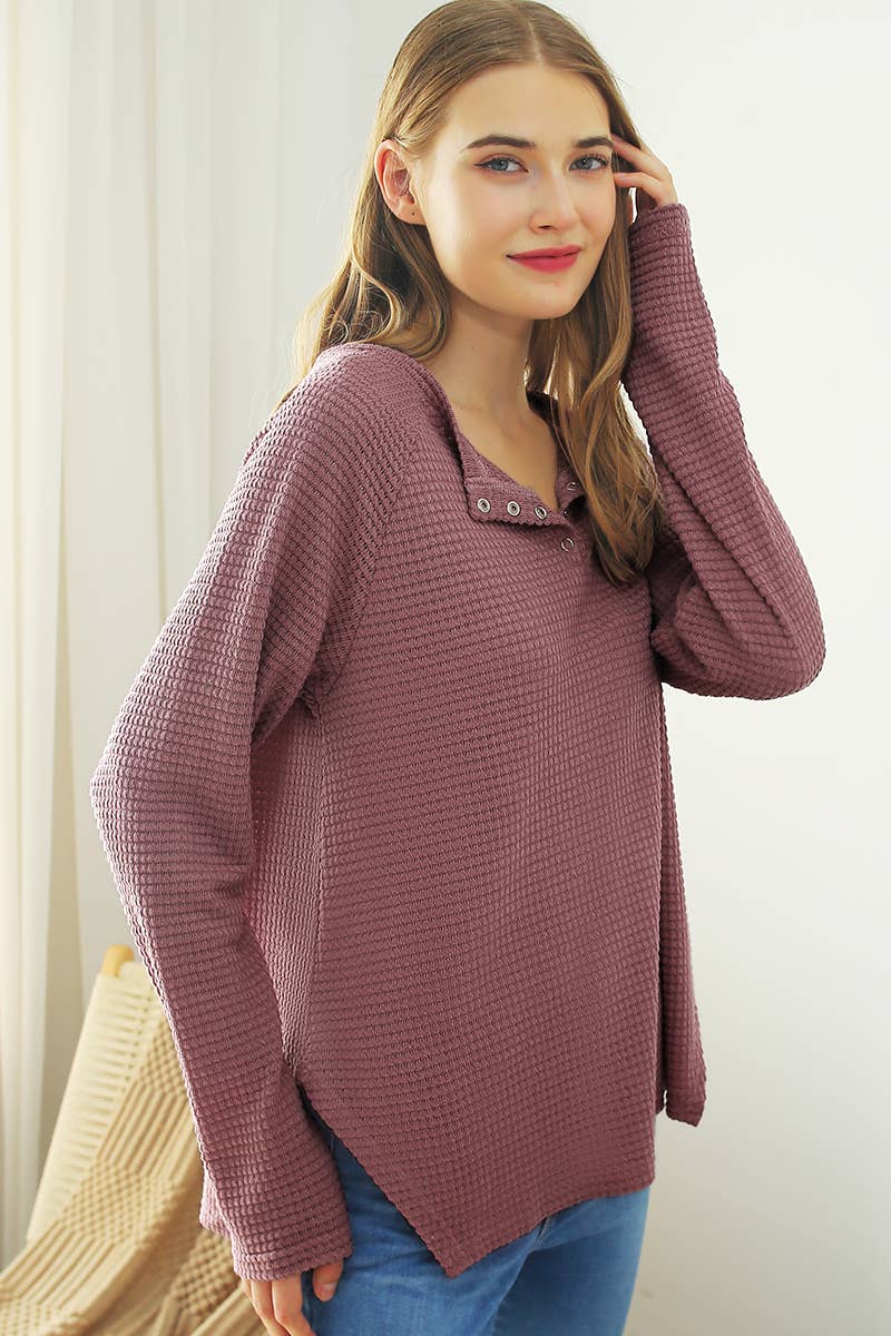 CWTTL1442_Round Neck Long Sleeved Top