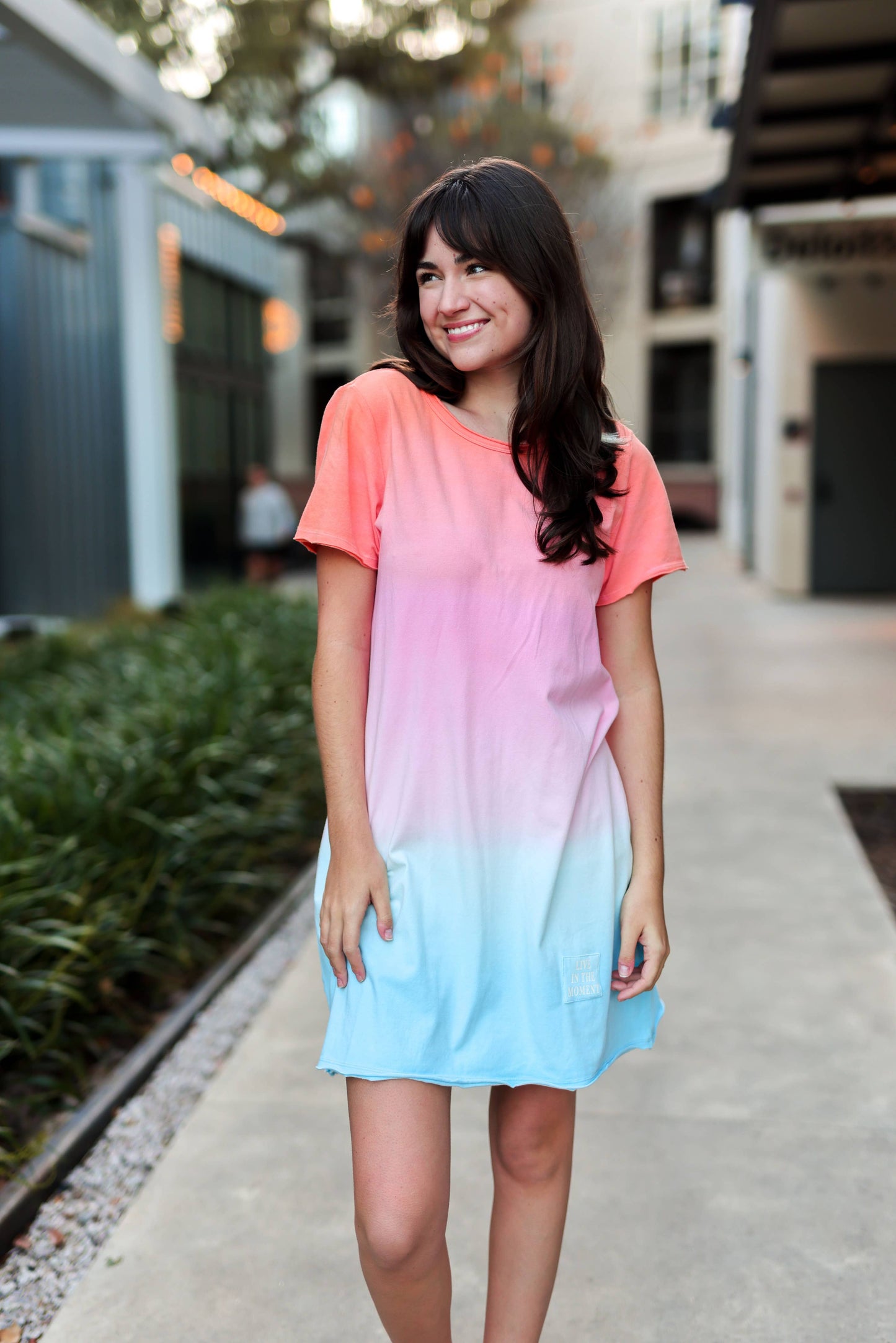 Women's Dress – Mineral Wash Tee Dress - Wildflower