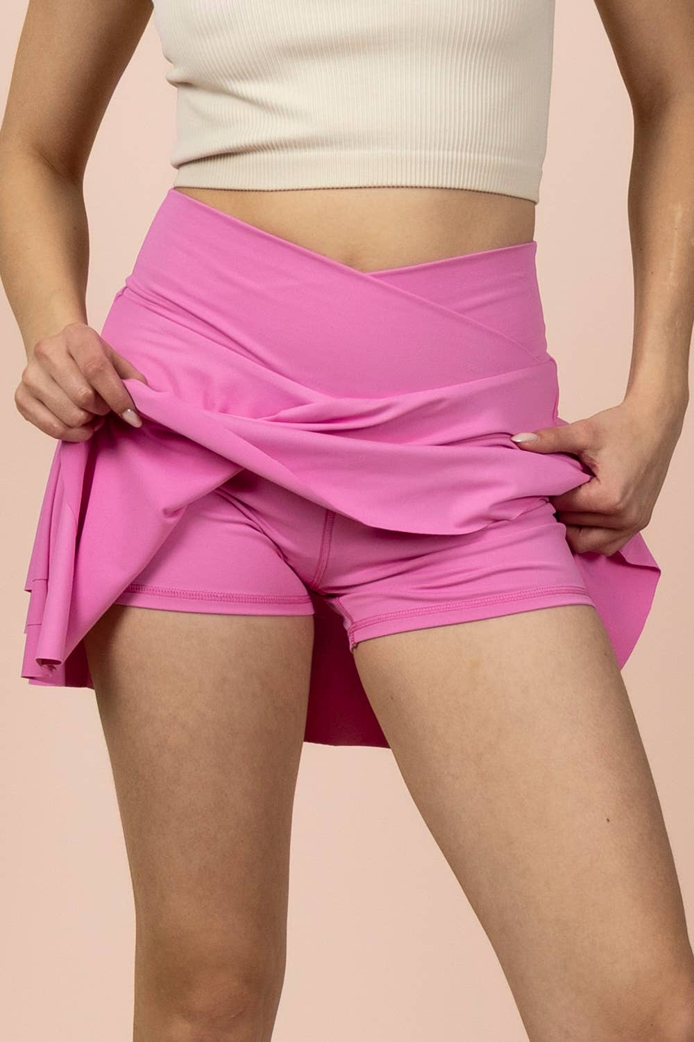 Layered Bottom Activewear Skirt W/ Inside Shorts