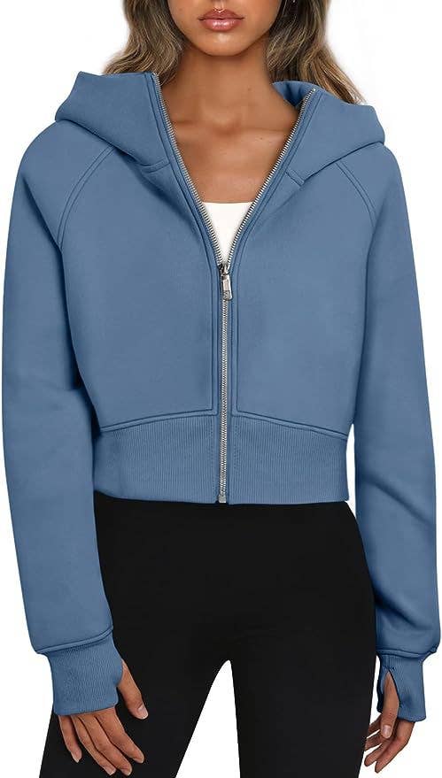 CWOHOL0366_Zip-Up Long Sleeve Casual Hoodie Top
