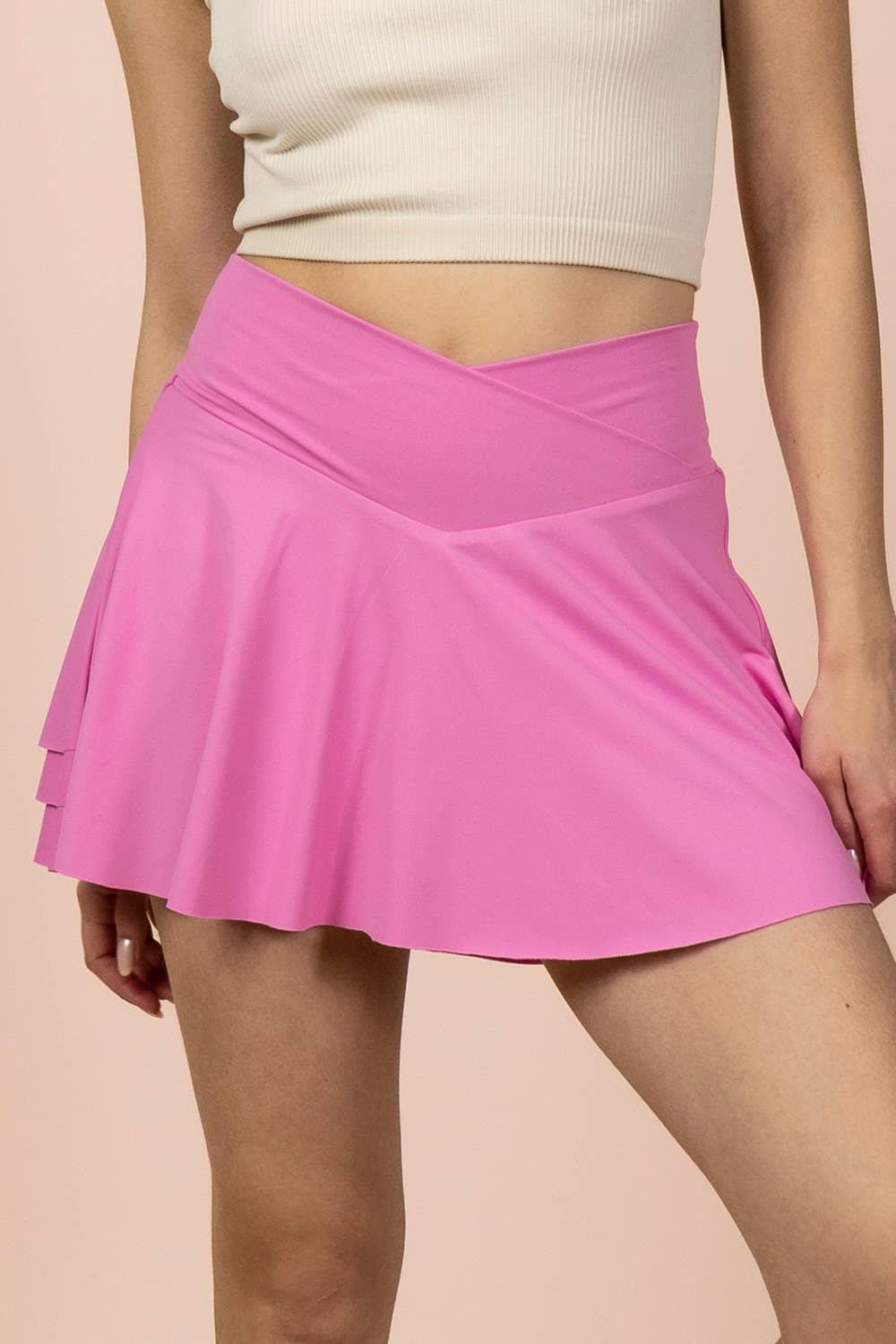 Layered Bottom Activewear Skirt W/ Inside Shorts