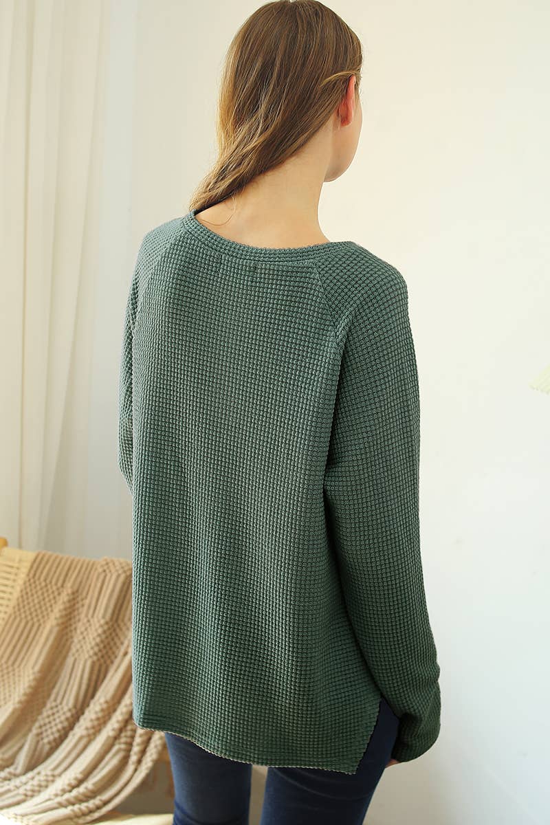 CWTTL1442_Round Neck Long Sleeved Top