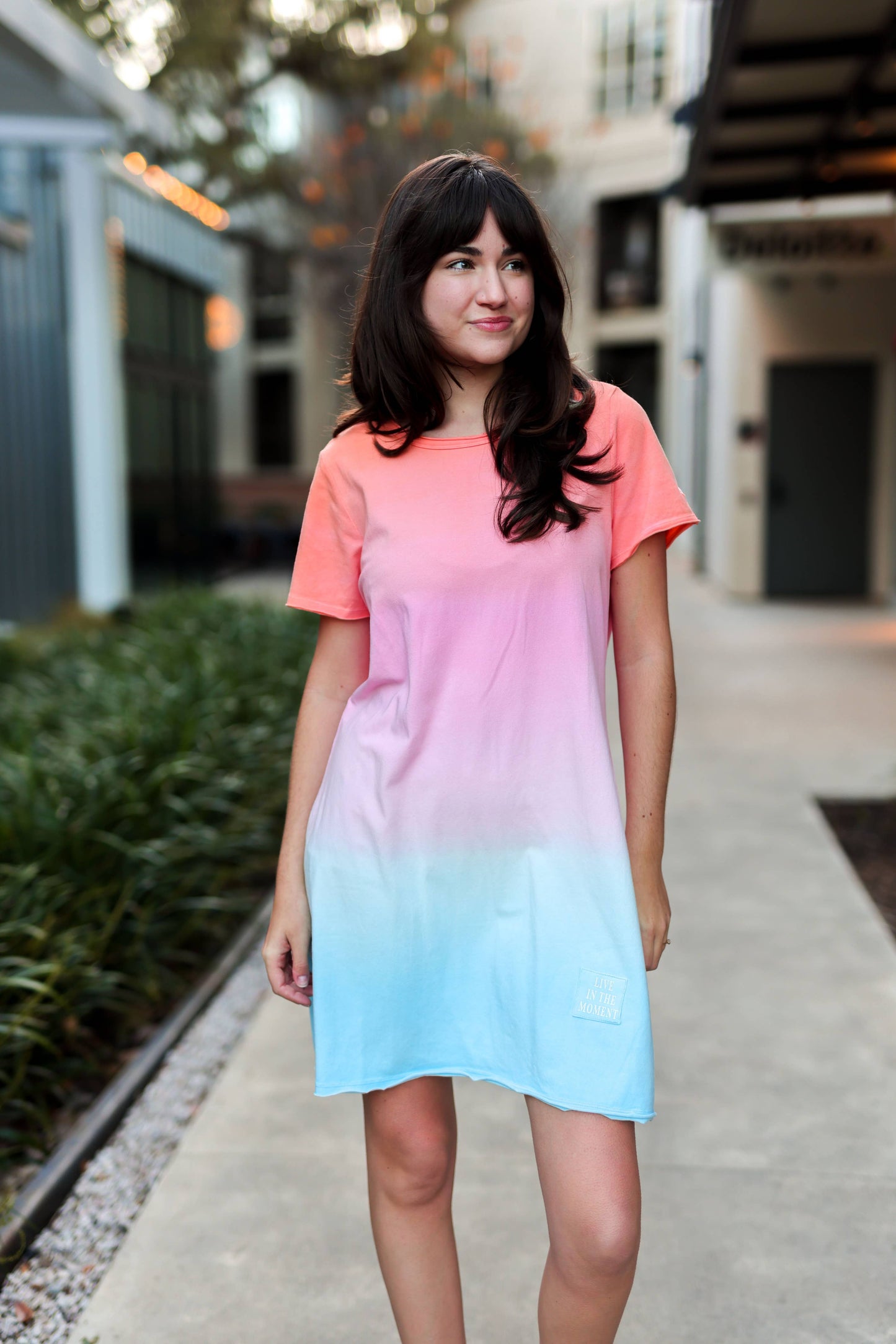 Women's Dress – Mineral Wash Tee Dress - Wildflower
